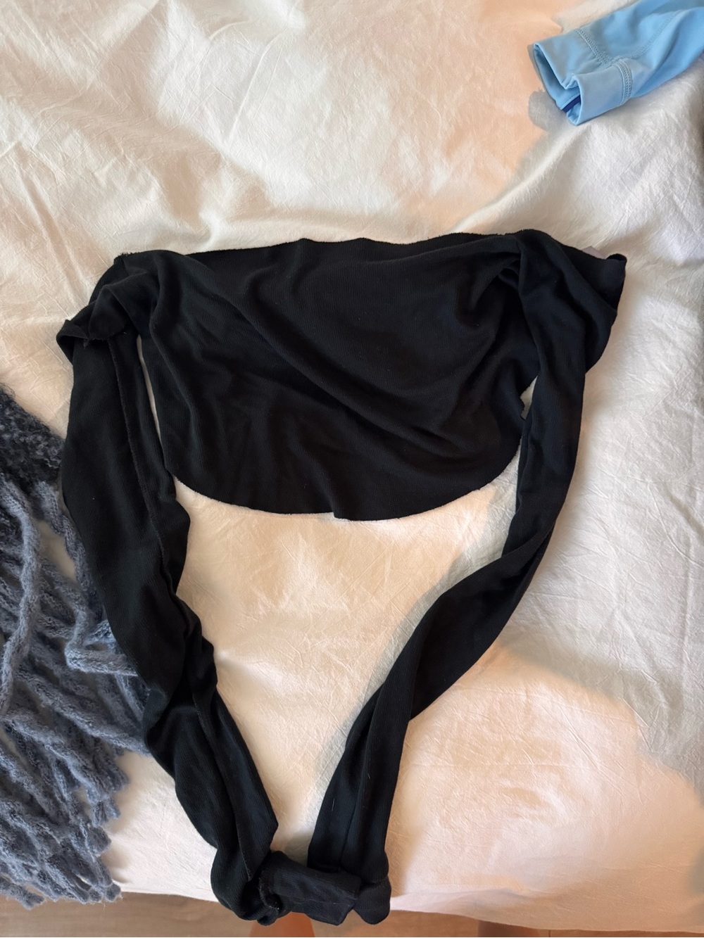 Black Long Sleeve Wrap Top